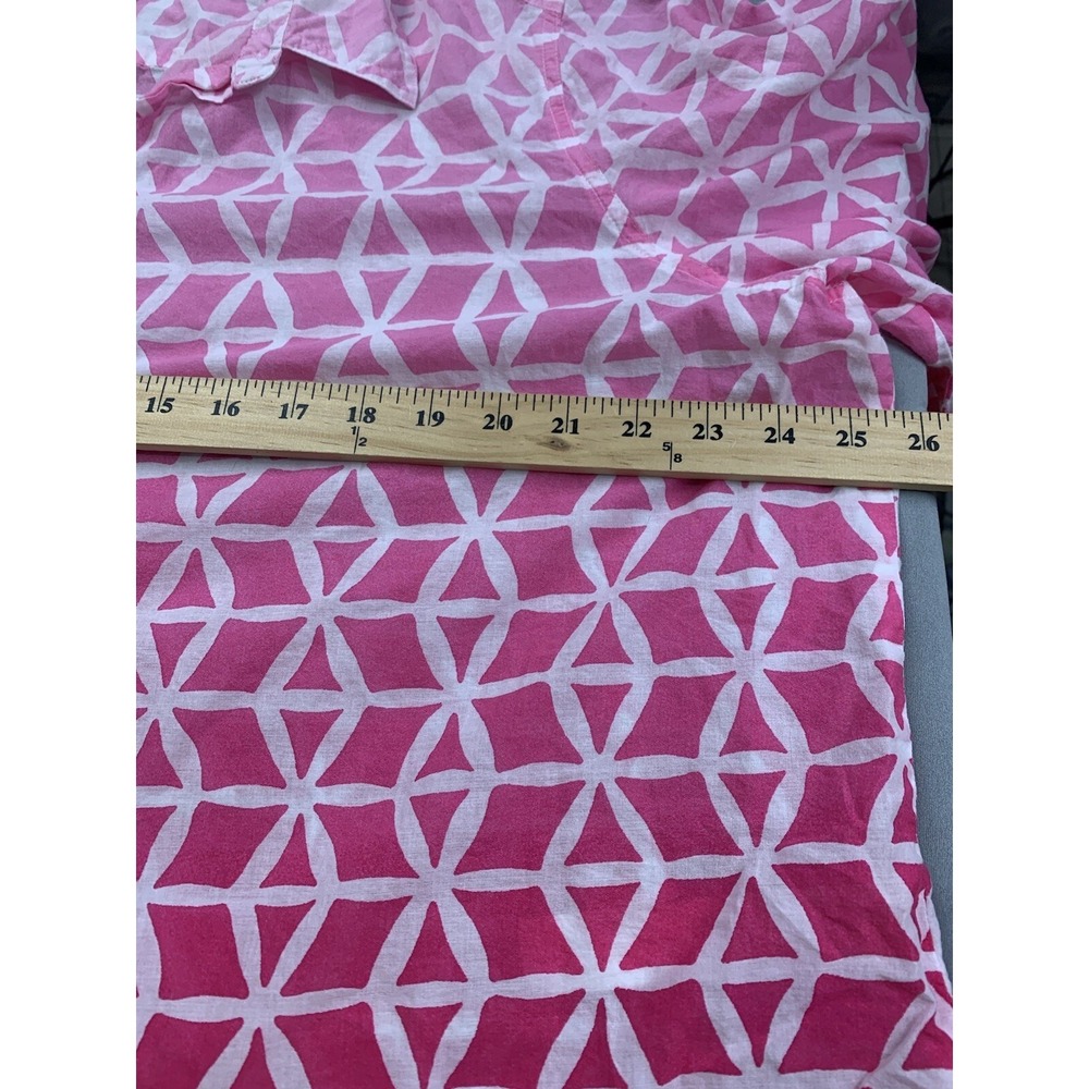 Chicos Womens Shirt 3 XL Pink Beachy Preppy Ombre Travel Cruise Summer - Picture 6 of 9
